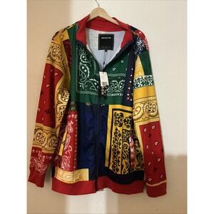 Reason Clothing Men's XL Bandana Multi Color Full Zip Sweater NWT